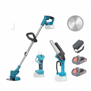 Mini Motosierra + Tijera Poda + Bordeadora + 2 Baterias Kit