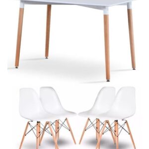 Juego De Comedor Mesa Eames 120x80 + 4 Sillas Eames Baires4 + Batería de Cocina Tramontina (Gratis)