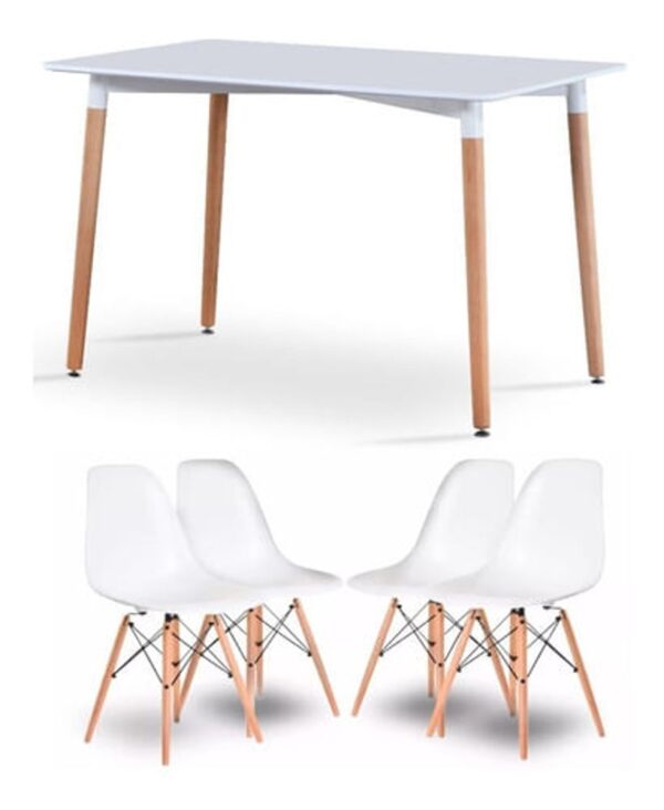 Juego De Comedor Mesa Eames 120x80 + 4 Sillas Eames Baires4 + Batería de Cocina Tramontina (Gratis)
